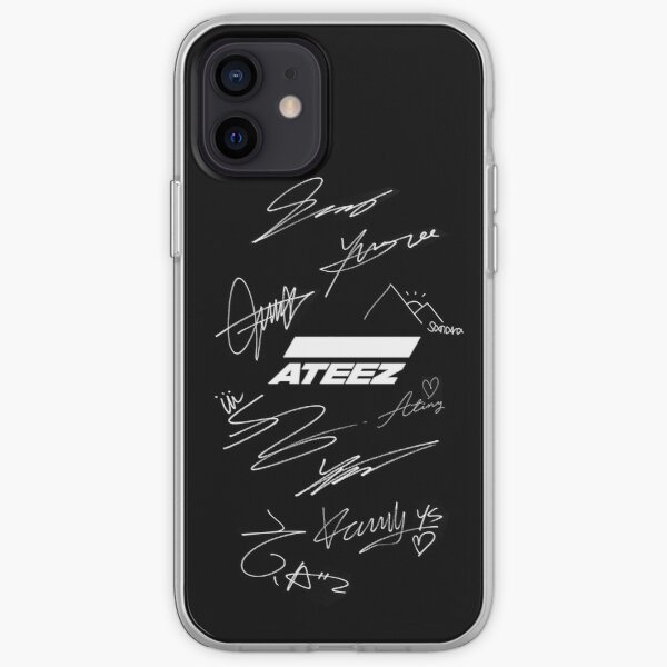 Ateez - logo + signatures - black iPhone Soft Case RB0608 product Offical Ateez Merch