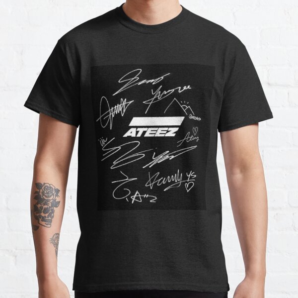 Ateez - logo + signatures - black Classic T-Shirt RB0608 product Offical Ateez Merch