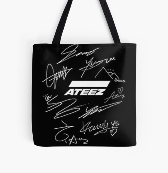 ATEEZ signatures black All Over Print Tote Bag RB0608 product Offical Ateez Merch