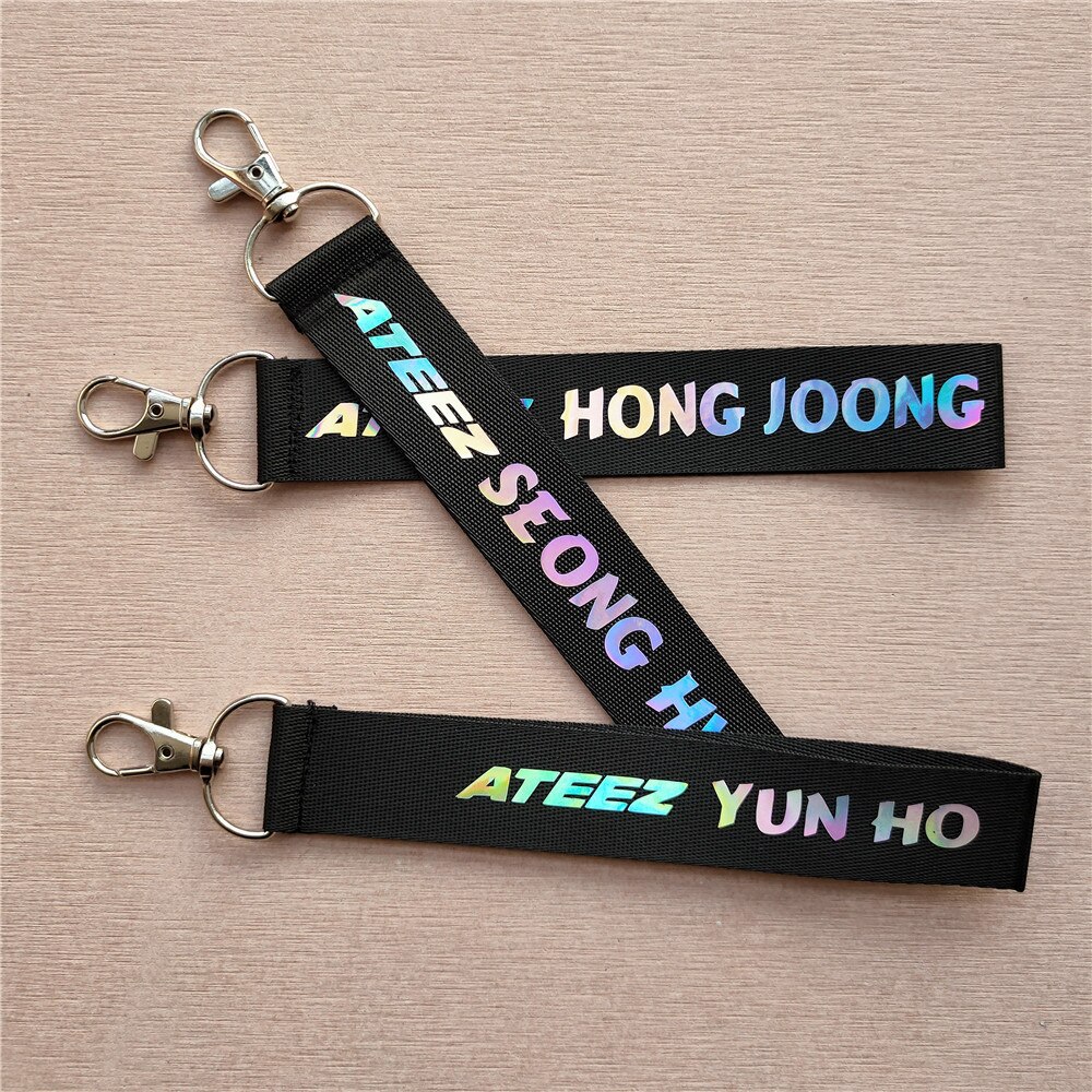 Kpop ATEEZ Member laser Lanyard keychain mobile phone hang rope Key Chains Keyring Kpop ATEEZ Pendant 4 - Ateez Store